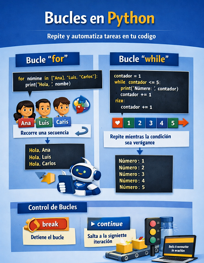 Bucles en Python: repite acciones fácilmente