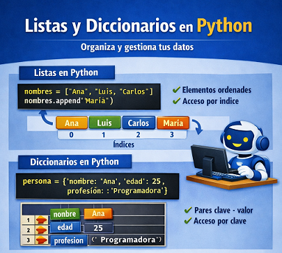Listas y diccionarios en Python: organiza tus datos fácilmente