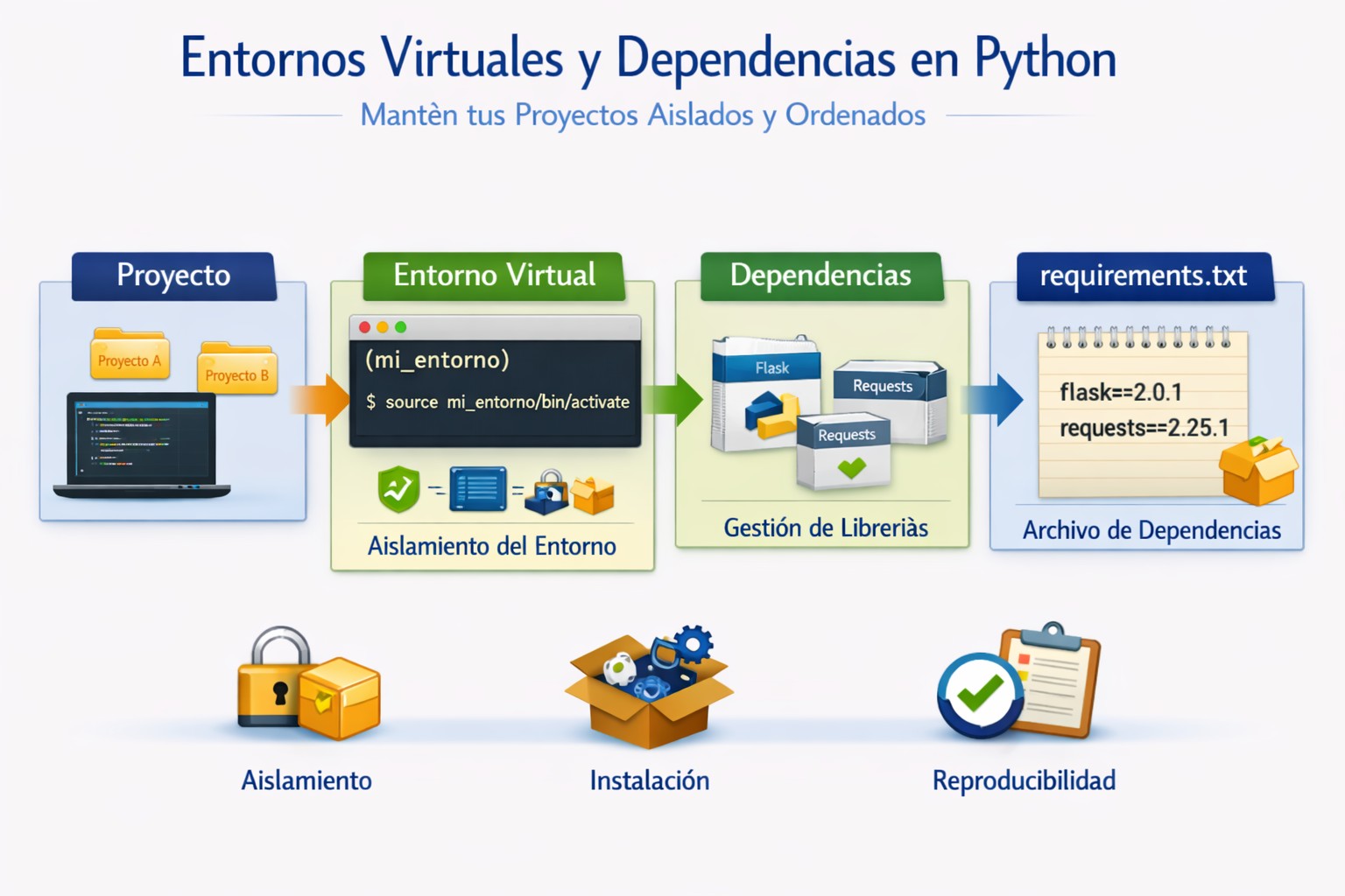 Entornos virtuales y gestión de dependencias en Python: mantén tus proyectos aislados y ordenados