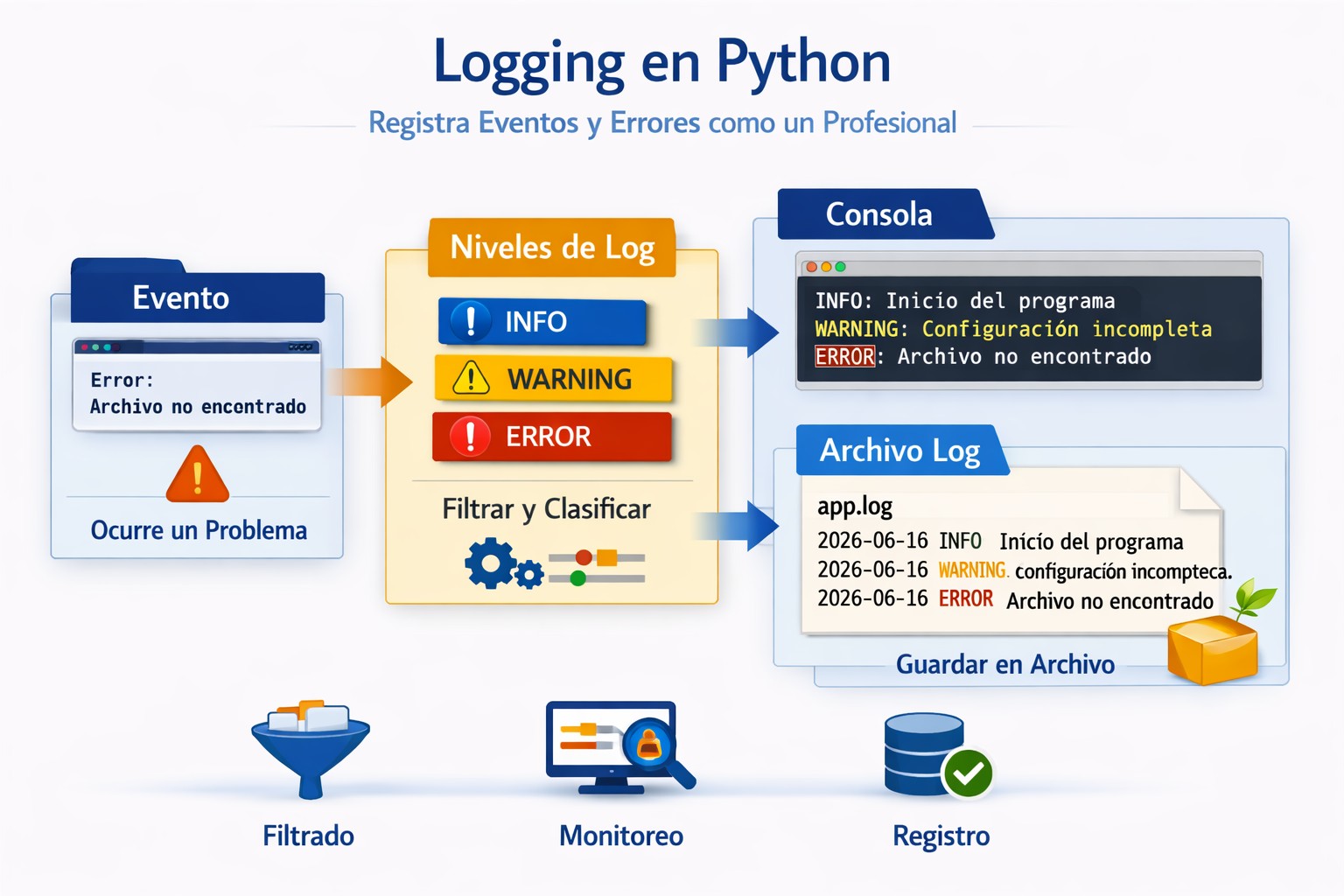Logging en Python: registra eventos y errores como un profesional